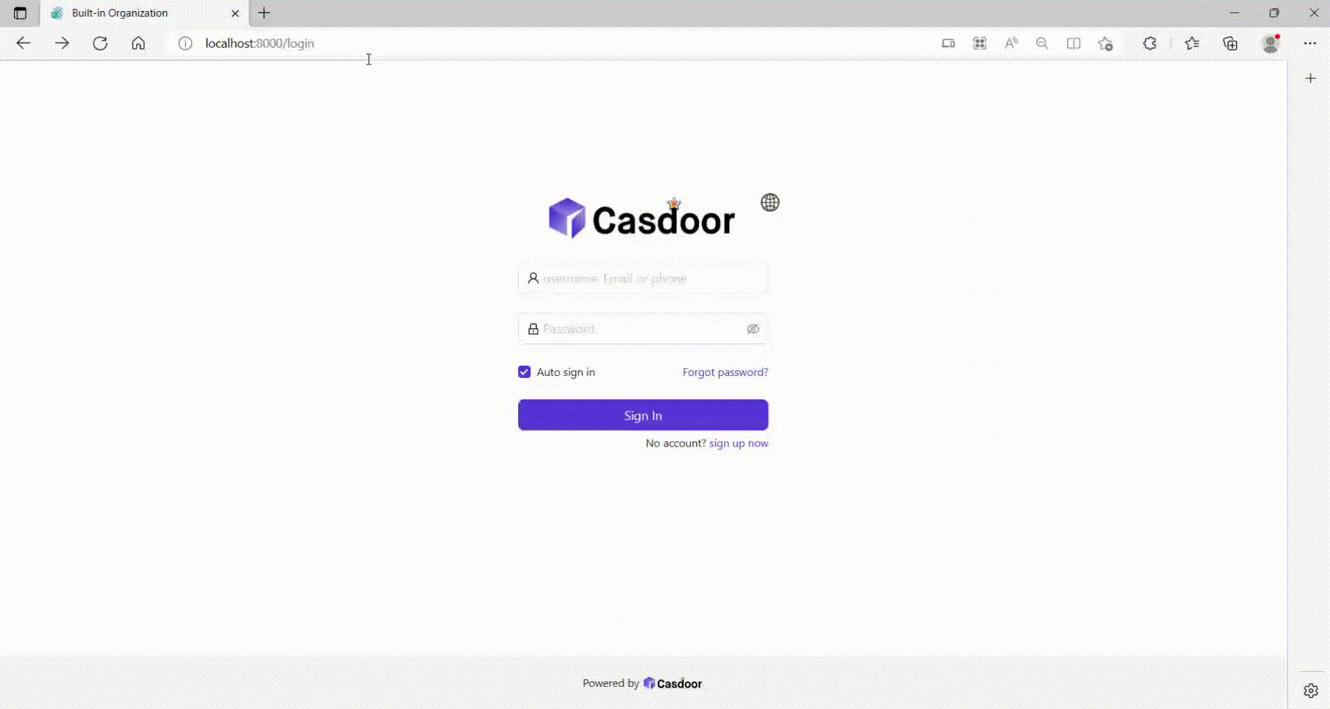إعداد تطبيق Casdoor