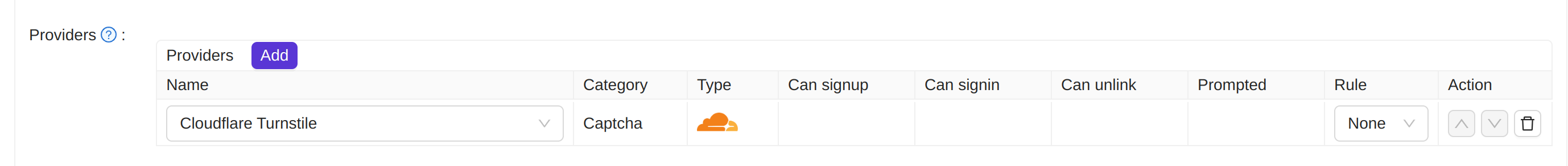 Cloudflare Turnstileプロバイダーアプリ